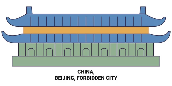 China Pekín Ciudad Prohibida Viaje Hito Línea Vector Ilustración — Archivo Imágenes Vectoriales