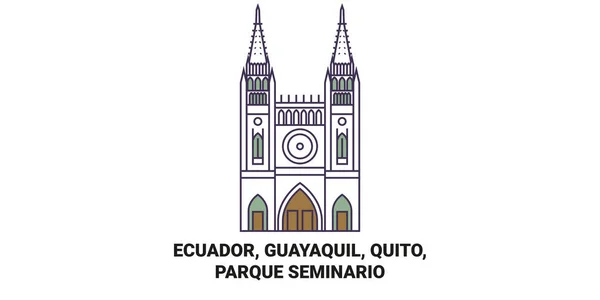 Ekvador Guayaquil Quito Parque Seminario Seyahat Çizgisi Çizelgesi Çizimi — Stok Vektör