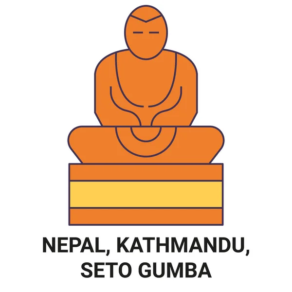 Nepal Katmandu Seto Gumba Seyahat Çizgisi Çizelgesi Çizimi — Stok Vektör