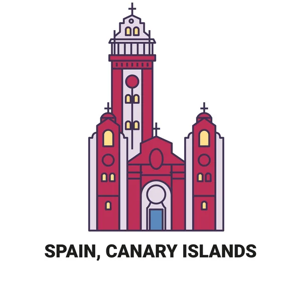 Spanien Kanarieöarna Resa Landmärke Linje Vektor Illustration — Stock vektor