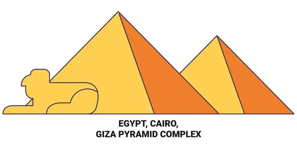 Égypte Caire Pyramide Gizeh Illustration Vectorielle Ligne Voyage Historique Complexe — Image vectorielle