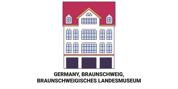Tyskland Braunschweig Braunschweigisches Landesmuseum Resor Landmärke Linje Vektor Illustration — Stock vektor