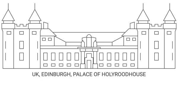 Royaume Uni Édimbourg Palais Holyroodhouse Illustration Vectorielle Ligne Repère Voyage — Image vectorielle