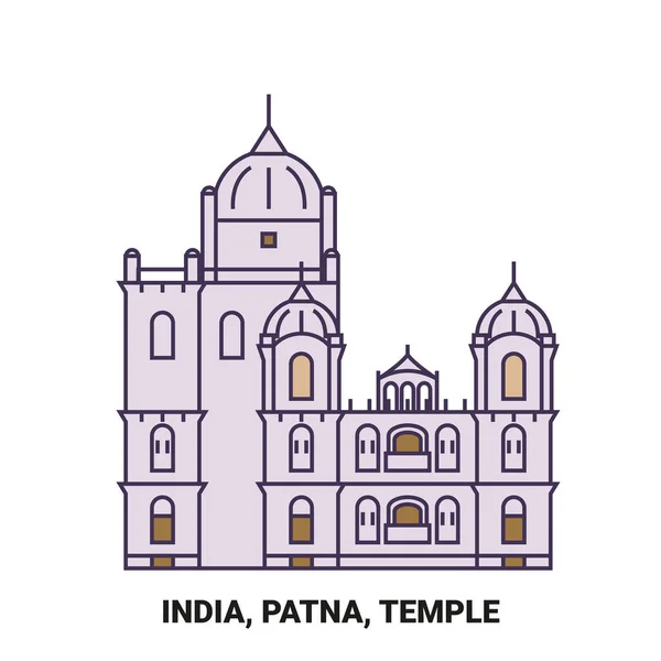 Indien Patna Travels Landsmark Resa Landmärke Linje Vektor Illustration — Stock vektor
