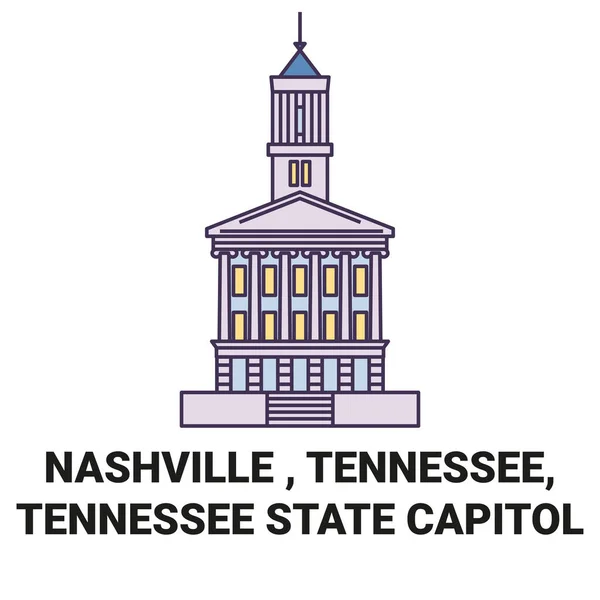 Ηνωμένες Πολιτείες Nashville Tennessee Tennessee State Capitol Ταξίδια Ορόσημο Γραμμή — Διανυσματικό Αρχείο