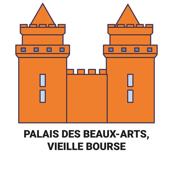 France Palais Des Beauxarts Vieille Bourse Travels Landmark Line Vector — стоковий вектор