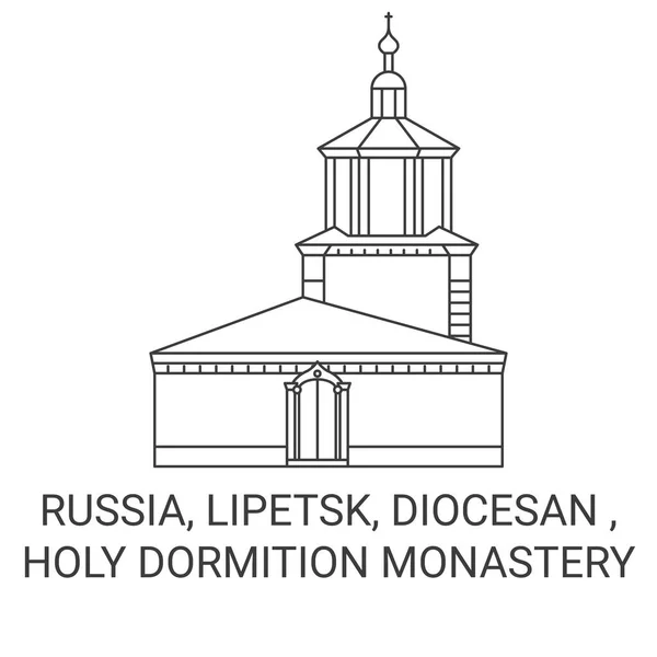 Rusia Lipetsk Diocesano Santa Dormición Monasterio Viaje Hito Línea Vector — Archivo Imágenes Vectoriales