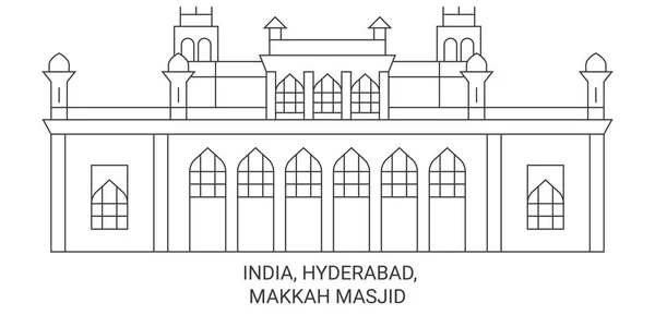 Indie Hyderabad Makkah Masjid Podróży Punkt Orientacyjny Linii Wektor Ilustracja — Wektor stockowy