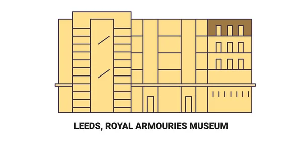 Leeds Royal Armouries Museum Viagem Marco Linha Vetor Ilustração —  Vetores de Stock