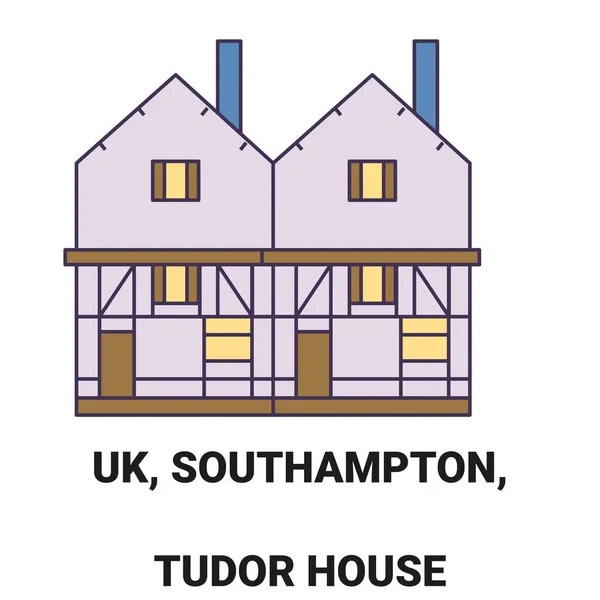 England Southampton Tudor House Resa Landmärke Linje Vektor Illustration — Stock vektor