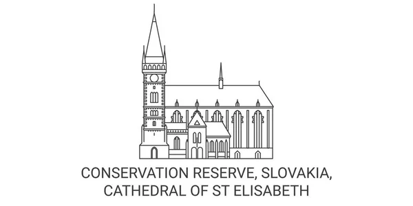 Eslováquia Catedral Elisabeth Viagem Marco Linha Vetor Ilustração — Vetor de Stock