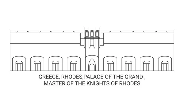Yunanistan Rodos Büyük Saray Rodos Şövalyeleri Nin Efendisi Tarihi Eser — Stok Vektör