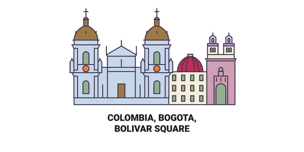 stock vector Colombia, Bogota, Bolivar Square travel landmark line vector illustration