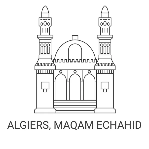 Alger Maqam Echahid Illustration Vectorielle Ligne Repère Voyage — Image vectorielle