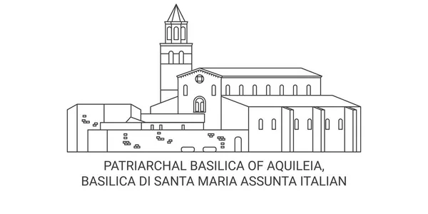 Italia Patriarchal Basilica Aquileia Basilica Santa Maria Assunta Ilustración Vector — Vector de stock