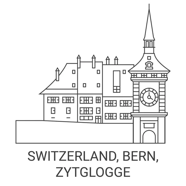 Sviçre Bern Zytglogge Seyahat Çizgisi Vektör Ilüstrasyonu — Stok Vektör
