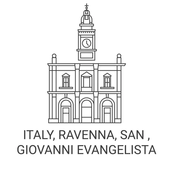 Talya Ravenna San Giovanni Evangelista Seyahat Çizgisi Çizimi — Stok Vektör