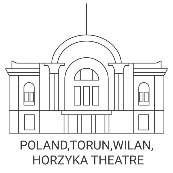 Polonia Torun Wilan Horzyka Theatre Viaggi Linea Riferimento Illustrazione Vettoriale — Vettoriale Stock