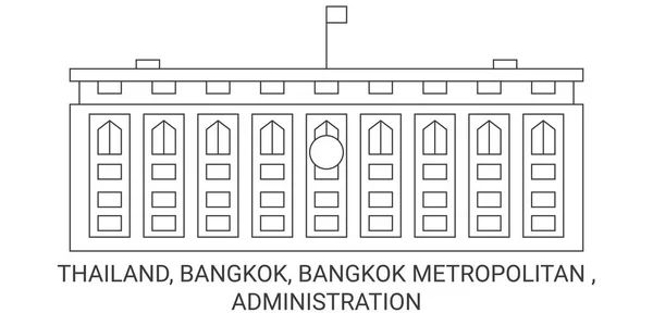Таїланд Бангкок Бангкок Метрополітен Адміністрація Подорожує Орієнтовною Лінійною Ілюстрацією — стоковий вектор