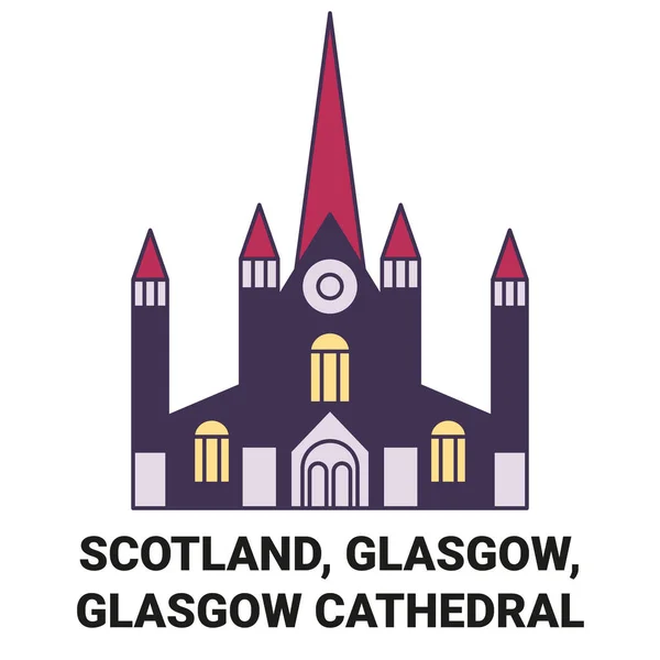 Escocia Glasgow Glasgow Catedral Viaje Hito Línea Vector Ilustración — Vector de stock