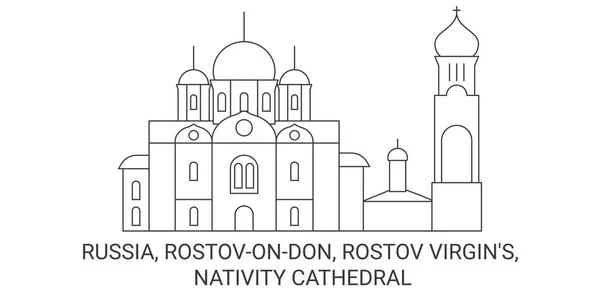 Rusia Rostovondon Rostov Vírgenes Catedral Natividad Viaje Hito Línea Vector — Vector de stock