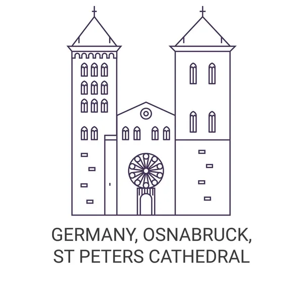 Německo Osnabruck Katedrála Petra Cestovní Orientační Linie Vektor Ilustrace — Stockový vektor