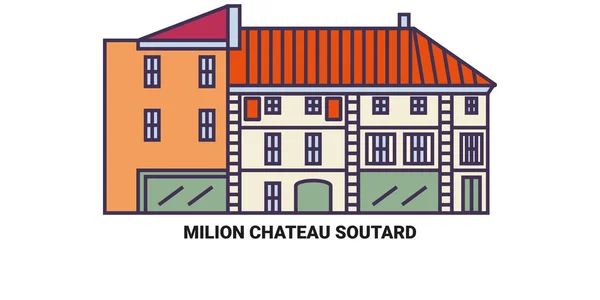 França Saint Emilion Chateau Soutard Viagem Marco Linha Vetor Ilustração —  Vetores de Stock