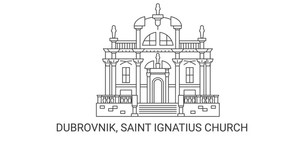 Croaita Dubrovnik Chiesa Sant Ignazio Illustrazione Vettoriale Della Linea Guida — Vettoriale Stock