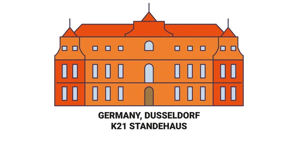 Almanya Düsseldorf Standehaus Seyahat Çizgisi Vektör Ilüstrasyonu — Stok Vektör