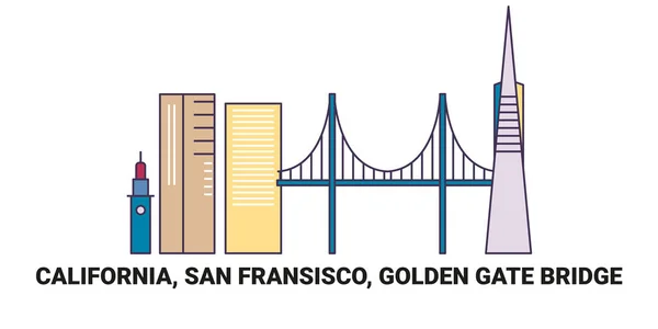 Stati Uniti California San Fransisco Golden Gate Bridge Illustrazione Vettoriale — Vettoriale Stock
