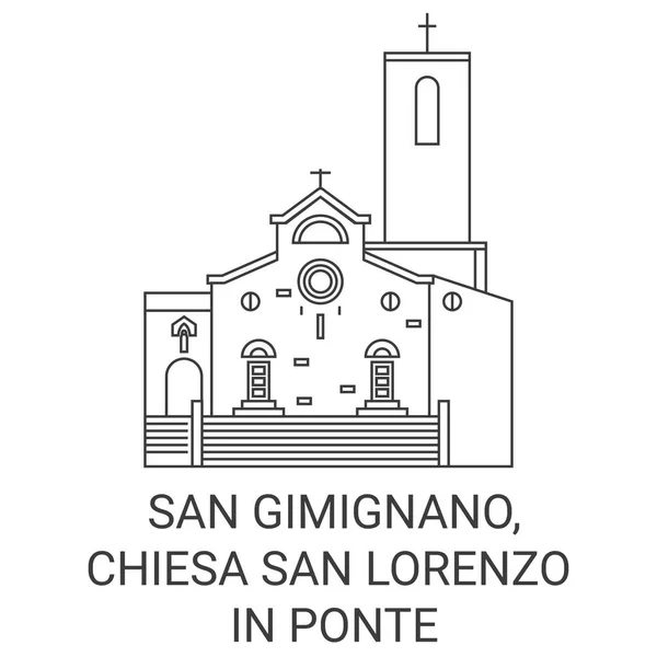 Italia San Gimignano Chiesa San Lorenzo Ponte Recorrido Hito Línea — Archivo Imágenes Vectoriales