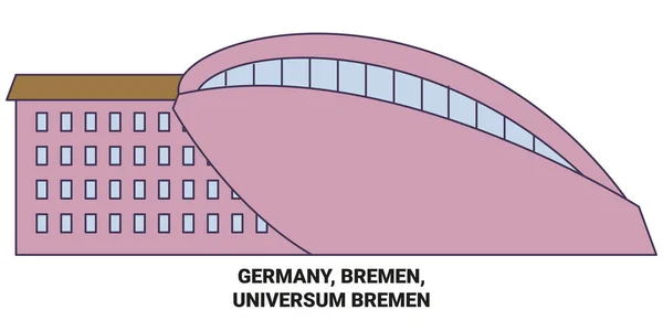 Almanya Bremen Universum Bremen Tarihi Hat Vektör Illüstrasyonunda Seyahat Ediyorlar — Stok Vektör