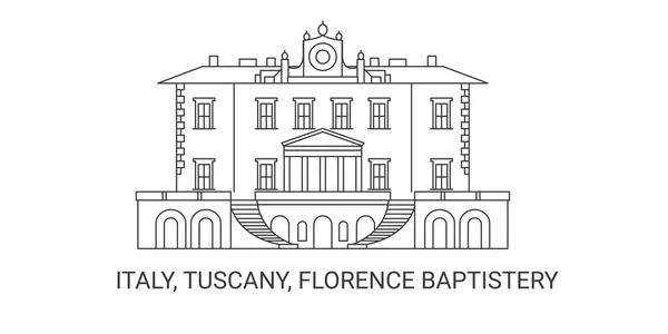Itália Toscana Florença Batistério Viagem Marco Linha Vetor Ilustração —  Vetores de Stock
