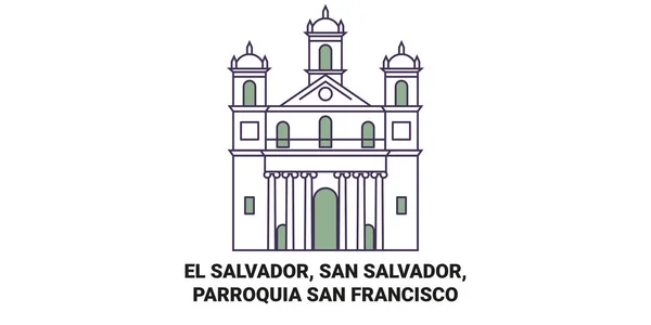 Salvador San Salvador Parroquia San Francisco Reizen Oriëntatiepunt Lijn Vector — Stockvector