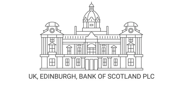 英格兰 爱丁堡 苏格兰银行广场 旅行地标线矢量图解 — 图库矢量图片