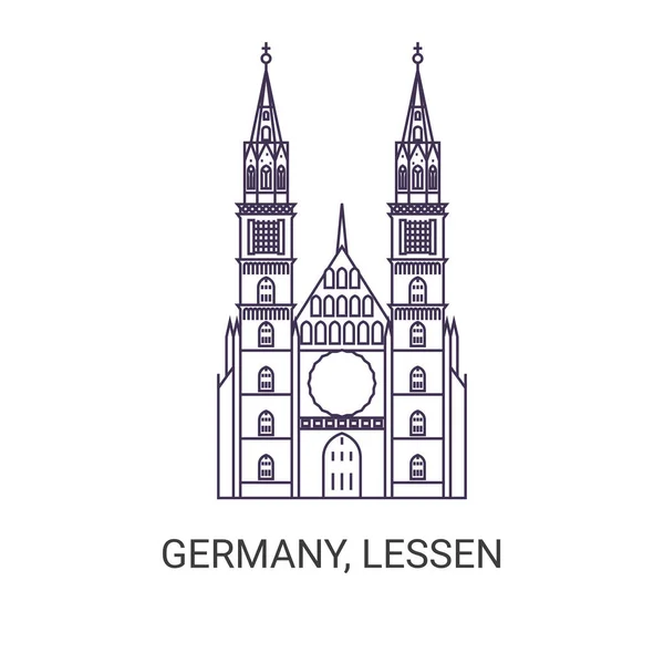 Germany Lessen Church Travel Landmark Line Vector Illustration — Stock Vector
