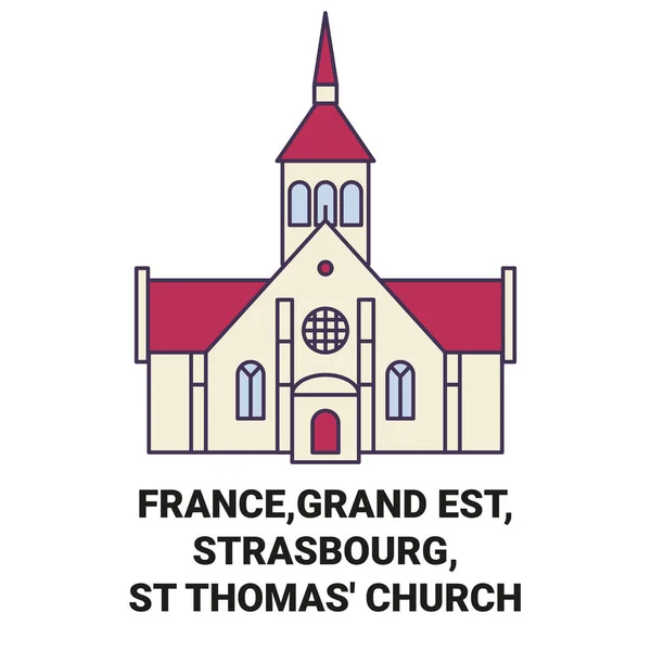 Fransa Grand Est Strasbourg Thomas Kilisesi Seyahat Çizgisi Çizimi — Stok Vektör