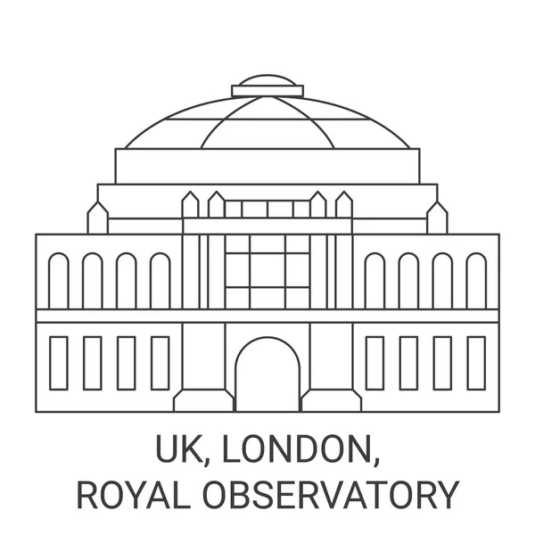 Inglaterra Londres Observatório Real Viagem Marco Linha Vetor Ilustração — Vetor de Stock