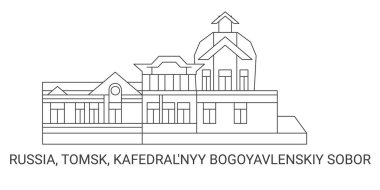 Rusya, Tomsk, Kafedralnyy Bogoyavlenskiy Sobor, seyahat çizgisi çizelgesi çizimi