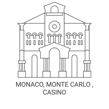 Monaco, Monte Carlo, Casino seyahat çizgisi vektör ilüstrasyonu