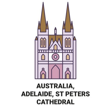 Avusturalya, Adelaide, St Peters Katedrali seyahat sınır çizgisi çizgisi çizimi