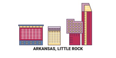 Amerika Birleşik Devletleri, Arkansas, Little Rock seyahat çizgisi vektör çizelgesi çizimi