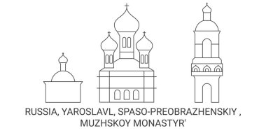 Rusya, Yaroslavl, Spasopreobrazhenskiy, Muzhskoy Monastyr seyahat çizgisi çizimi