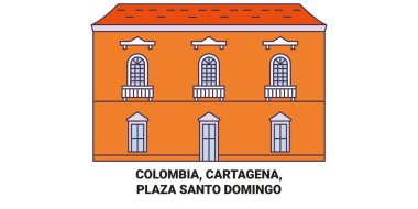 Kolombiya, Cartagena, Plaza Santo Domingo seyahat çizgisi çizelgesi çizimi