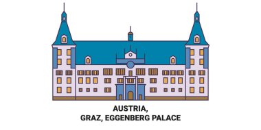 Avusturya, Graz, Eggenberg Sarayı seyahat çizgisi vektör ilüstrasyonu