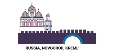 Rusya, Novgorod, Kreml Landmark seyahat çizgisi çizelgesi çizimi