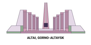 Rusya, Altai ve Gornoaltaysk seyahat çizgisi vektör ilüstrasyonu