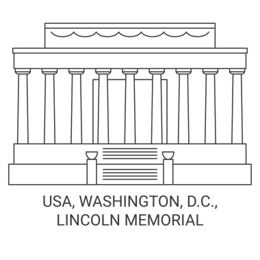 Usa, Washington, D.C., Lincoln Memorial seyahat çizgisi vektör ilüstrasyonu