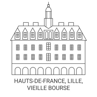 Fransa, Hautsdefrance, Lille, Vieille Bourse seyahat çizgisi vektör ilüstrasyonu