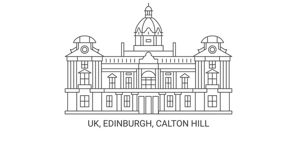 Reino Unido Edimburgo Calton Hill Ilustración Vector Línea Hito Viaje — Vector de stock